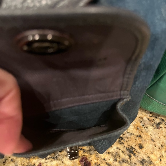 Coach Denim and Navy Leather Turnlock Backpack - Picture 4 of 10